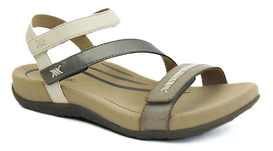 Aetrex Gabby Women's Sandals - Stone Multi | Adjustable Quarter Strap, Supportive Fit - Grady’s Feet Essentials - Aetrex