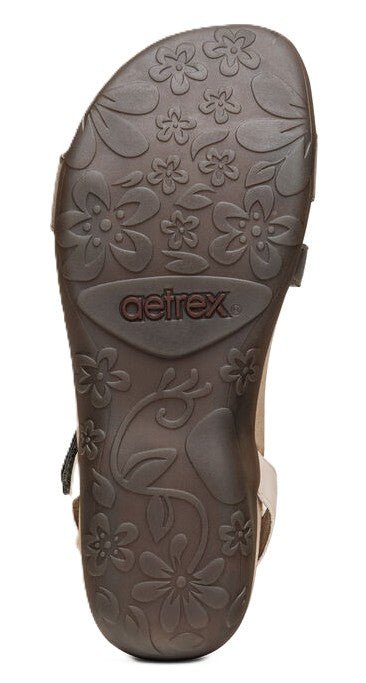 Aetrex Gabby Women's Sandals - Stone Multi | Adjustable Quarter Strap, Supportive Fit - Grady’s Feet Essentials - Aetrex