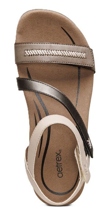 Aetrex Gabby Women's Sandals - Stone Multi | Adjustable Quarter Strap, Supportive Fit - Grady’s Feet Essentials - Aetrex