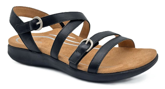 Aetrex Hadley Women's Sandal - Black Leather | Adjustable Quarter Strap with Arch Support - Grady’s Feet Essentials - Aetrex
