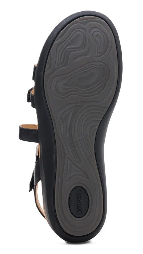 Aetrex Hadley Women's Sandal - Black Leather | Adjustable Quarter Strap with Arch Support - Grady’s Feet Essentials - Aetrex