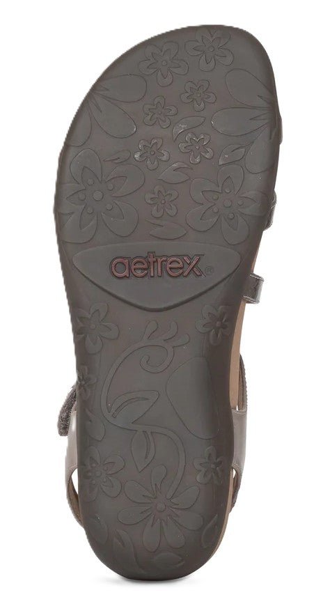 Aetrex Jess Women's Sandals - Smoke | Adjustable Quarter Strap, Supportive Fit - Grady’s Feet Essentials - Aetrex