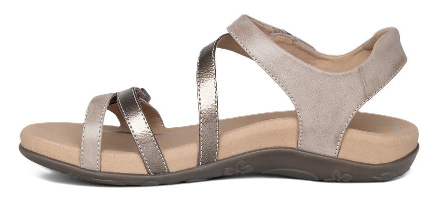 Aetrex Jess Women's Sandals - Smoke | Adjustable Quarter Strap, Supportive Fit - Grady’s Feet Essentials - Aetrex