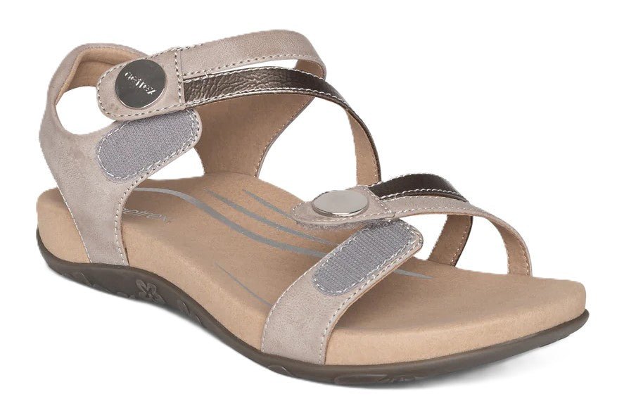 Aetrex Jess Women's Sandals - Smoke | Adjustable Quarter Strap, Supportive Fit - Grady’s Feet Essentials - Aetrex