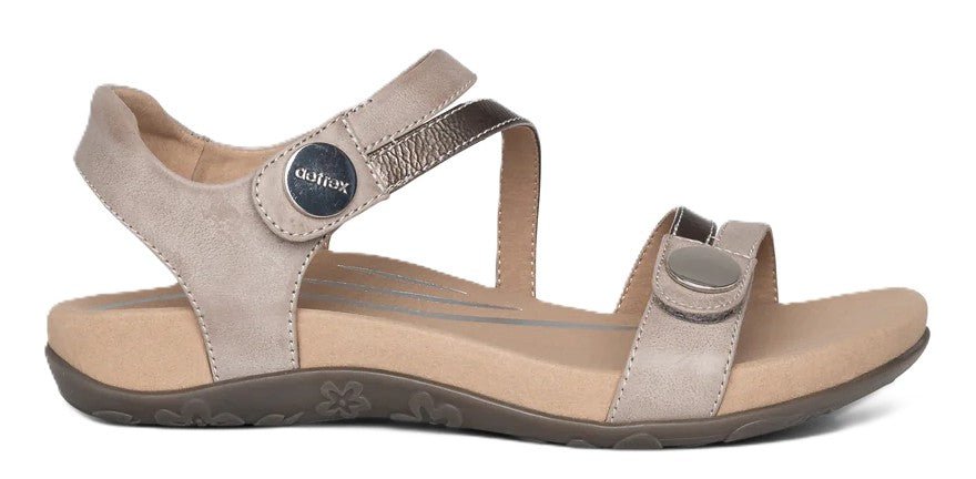 Aetrex Jess Women's Sandals - Smoke | Adjustable Quarter Strap, Supportive Fit - Grady’s Feet Essentials - Aetrex