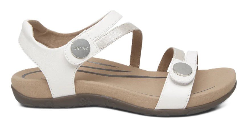 Aetrex Jess Women's Sandals - White | Adjustable Quarter Strap, Supportive Fit - Grady’s Feet Essentials - Aetrex