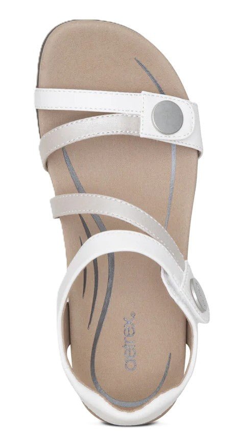 Aetrex Jess Women's Sandals - White | Adjustable Quarter Strap, Supportive Fit - Grady’s Feet Essentials - Aetrex