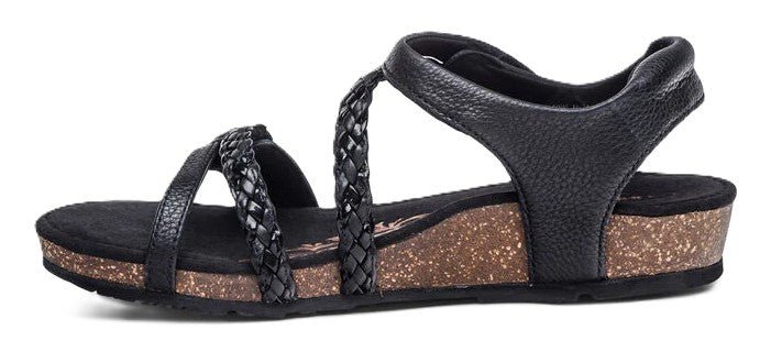 Aetrex Jillian Black Women’s Sandals – Braided Quarter Strap, Supportive Fit - Grady’s Feet Essentials - Aetrex