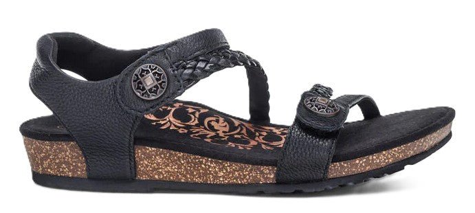 Aetrex Jillian Black Women’s Sandals – Braided Quarter Strap, Supportive Fit - Grady’s Feet Essentials - Aetrex