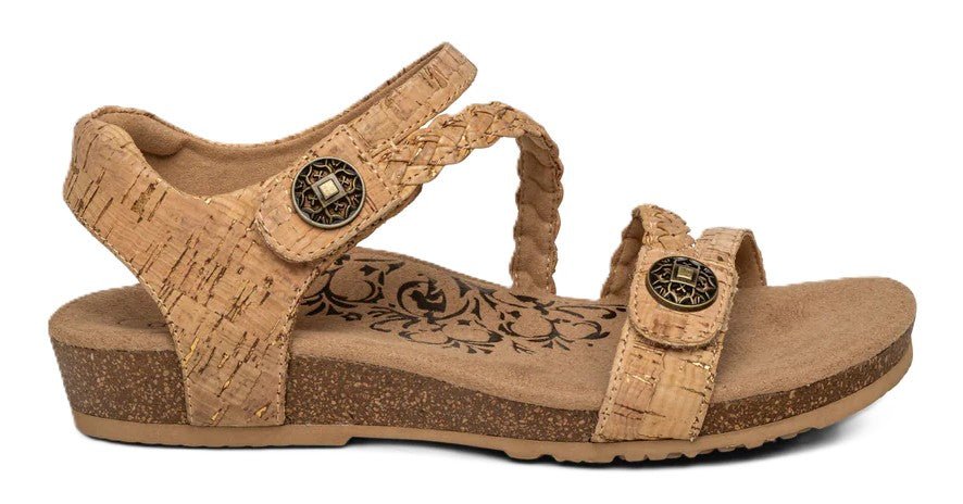 Aetrex Jillian Cork Women’s Sandals – Braided Quarter Strap, Supportive Fit - Grady’s Feet Essentials - Aetrex