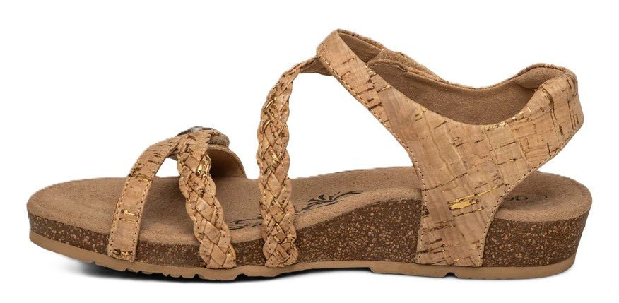 Aetrex Jillian Cork Women’s Sandals – Braided Quarter Strap, Supportive Fit - Grady’s Feet Essentials - Aetrex