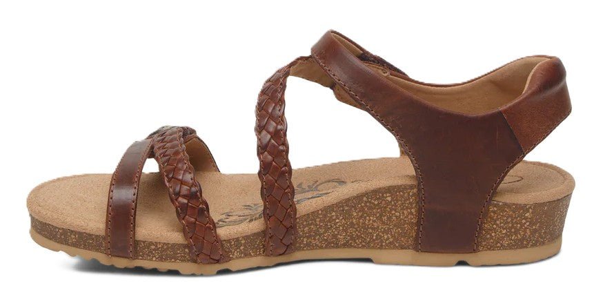 Aetrex Jillian Walnut Women’s Sandals – Braided Quarter Strap, Supportive Fit - Grady’s Feet Essentials - Aetrex