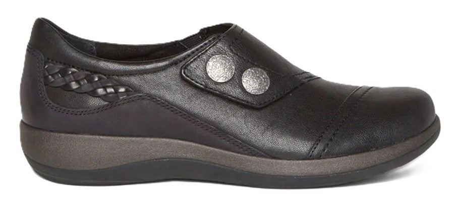 Aetrex Karina Dress Shoe - Black Leather | Monk Strap, Removable Footbed - Grady’s Feet Essentials - Aetrex