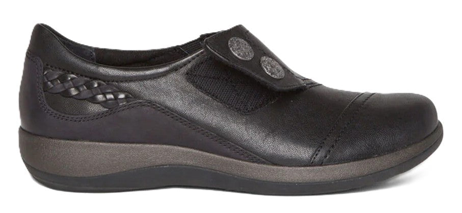 Aetrex Karina Dress Shoe - Black Leather | Monk Strap, Removable Footbed - Grady’s Feet Essentials - Aetrex