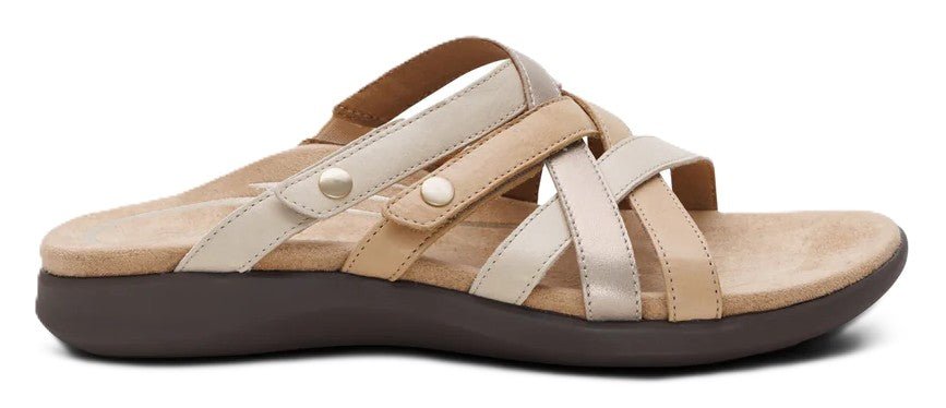 Aetrex Kasey Sandal - Off White Leather | Adjustable Slide with Arch Support - Grady’s Feet Essentials - Aetrex
