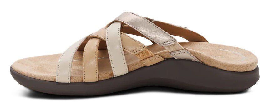 Aetrex Kasey Sandal - Off White Leather | Adjustable Slide with Arch Support - Grady’s Feet Essentials - Aetrex