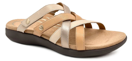 Aetrex Kasey Sandal - Off White Leather | Adjustable Slide with Arch Support - Grady’s Feet Essentials - Aetrex