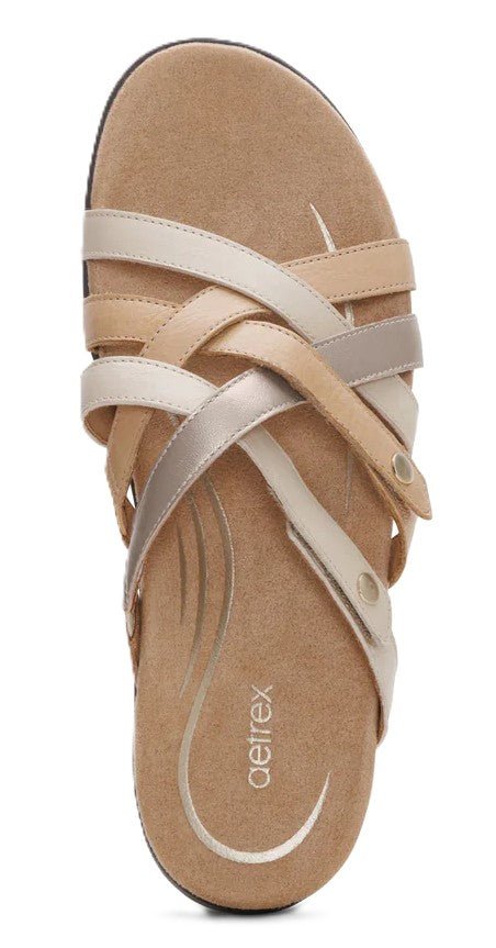 Aetrex Kasey Sandal - Off White Leather | Adjustable Slide with Arch Support - Grady’s Feet Essentials - Aetrex