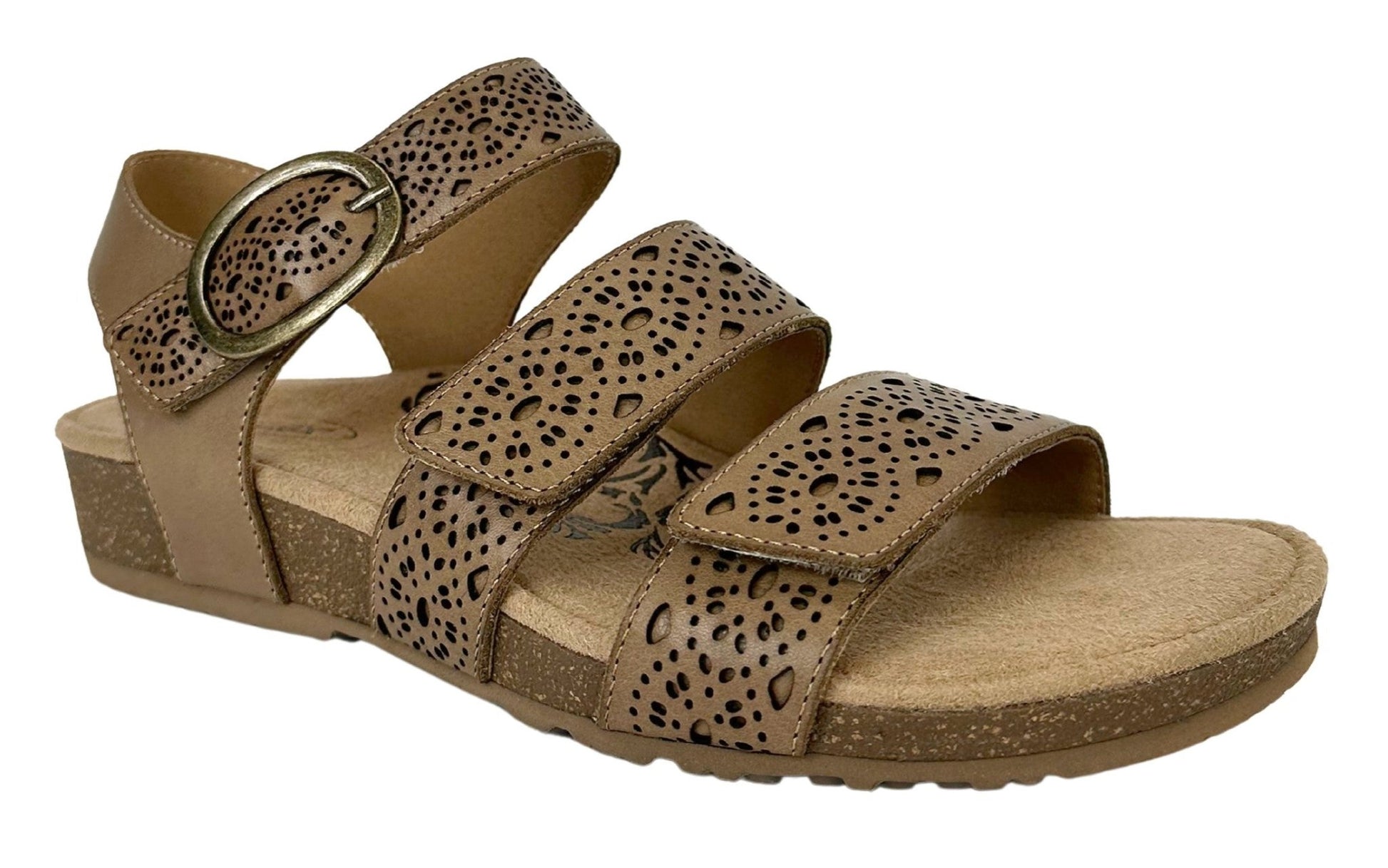 Aetrex Lilly Adjustable Quarter Strap Sandal Taupe Cutout - Grady’s Feet Essentials - Aetrex