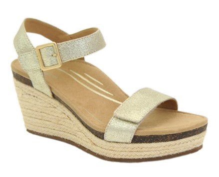 Aetrex Sydney Quarter Strap Espadrille Wedge Champagne - Grady’s Feet Essentials - Aetrex