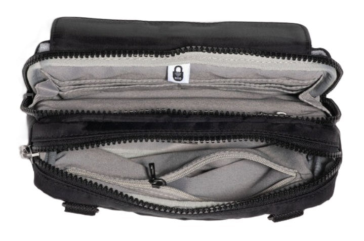 Baggallini Modern Double Zip Crossbody Black Twill - Grady’s Feet Essentials - Baggallini