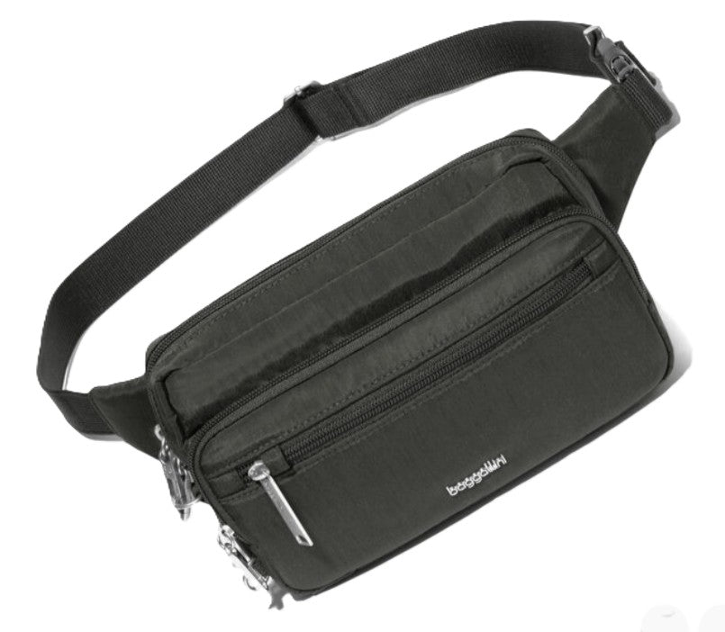 Baggallini Securtex Anti - Theft Belt Bag Sling Charcoal - Grady’s Feet Essentials - Baggallini