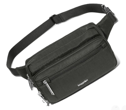 Baggallini Securtex Anti - Theft Belt Bag Sling Charcoal - Grady’s Feet Essentials - Baggallini