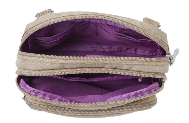 Baggallini Triple Zip Crossbody Bagg in Beach - Grady’s Feet Essentials - Baggallini