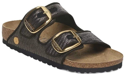 Birkenstock Arizona Big Buckle Sandals - Raffia Black Textile | Comfortable Cork Footbed - Grady’s Feet Essentials - Birkenstock