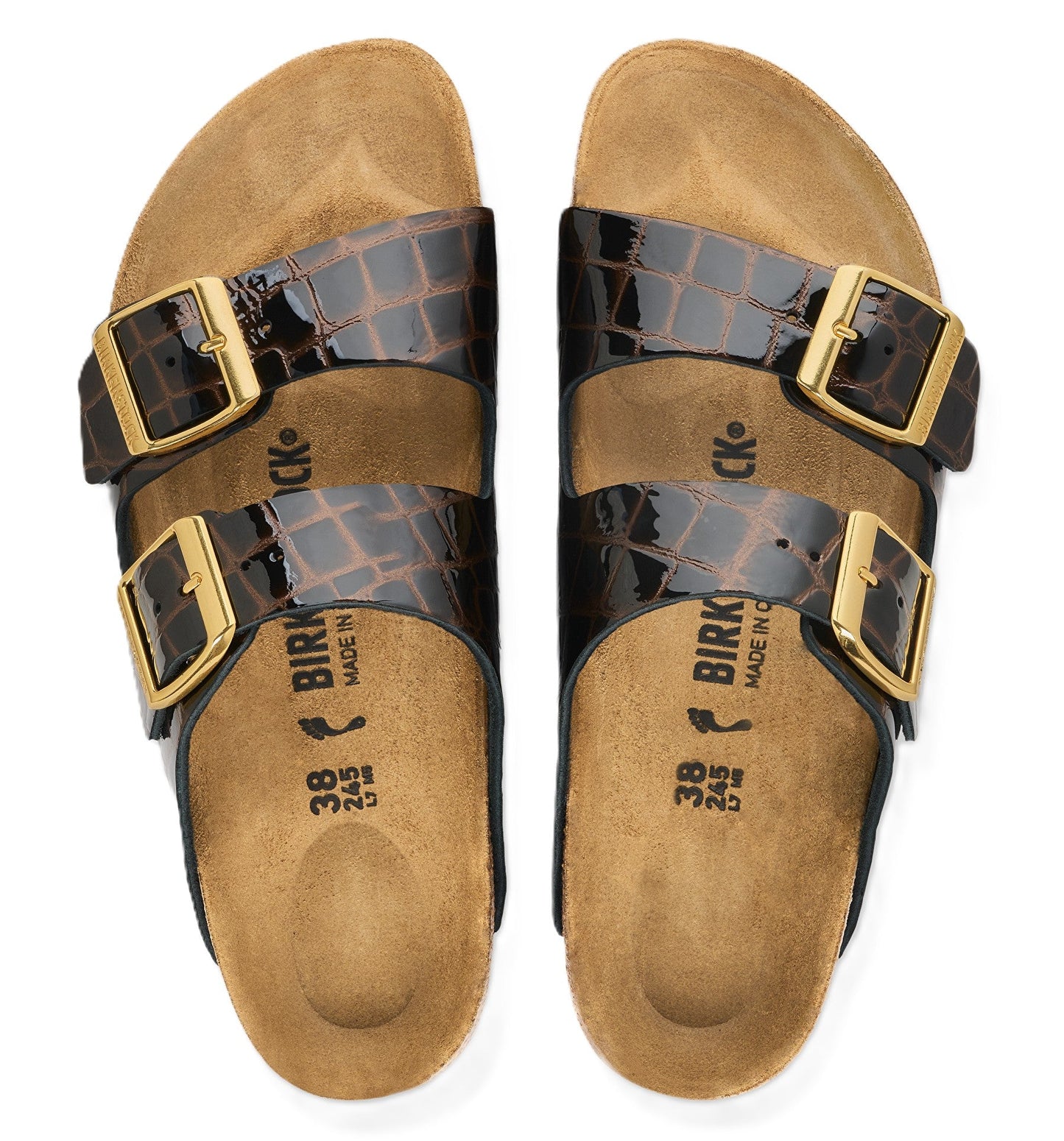 Birkenstock Arizona Sandals - Animal Print Emboss Black Leather - Grady’s Feet Essentials - Birkenstock