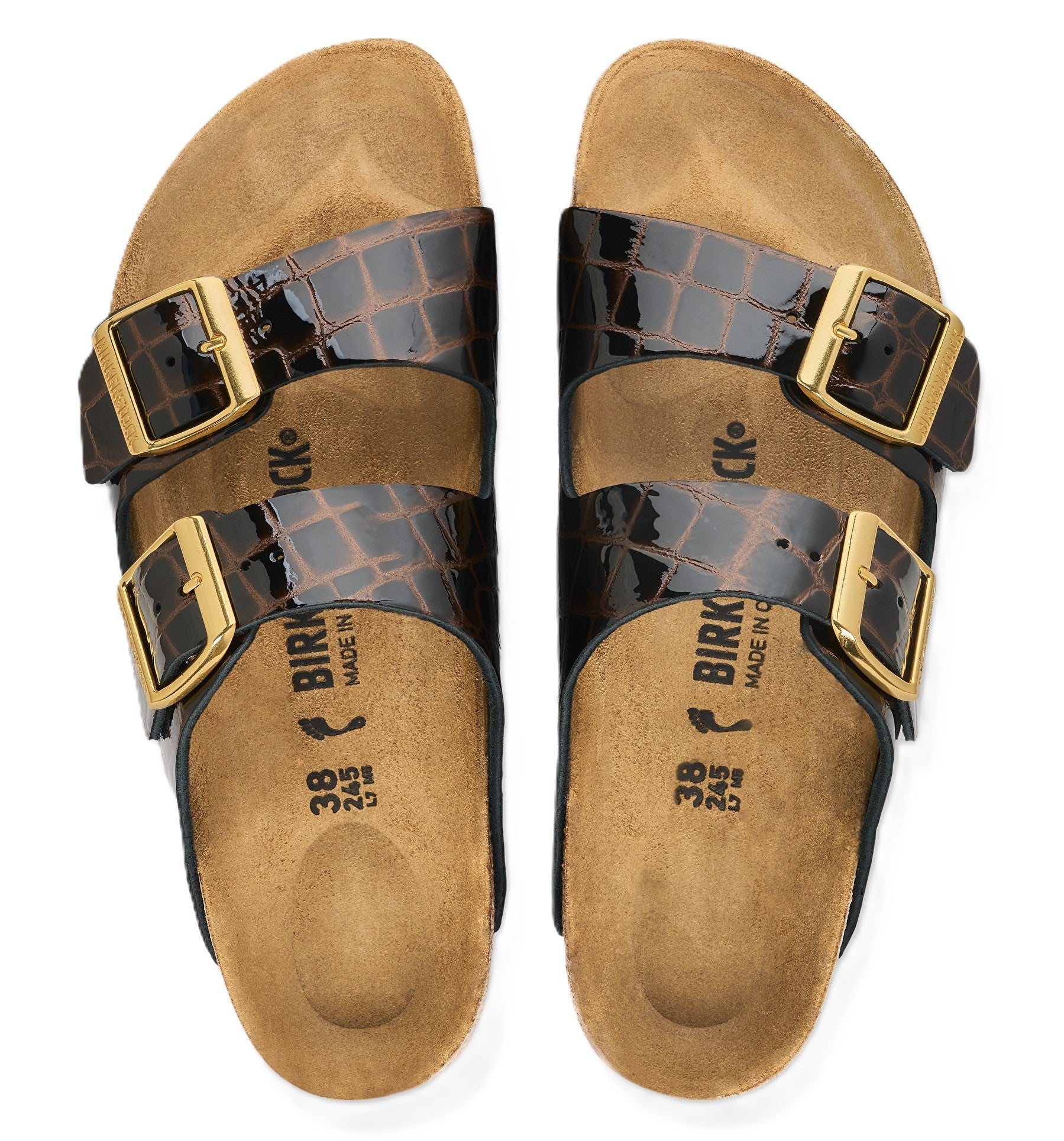 Birkenstock Arizona Sandals - Animal Print Emboss Black Leather - Grady’s Feet Essentials - Birkenstock