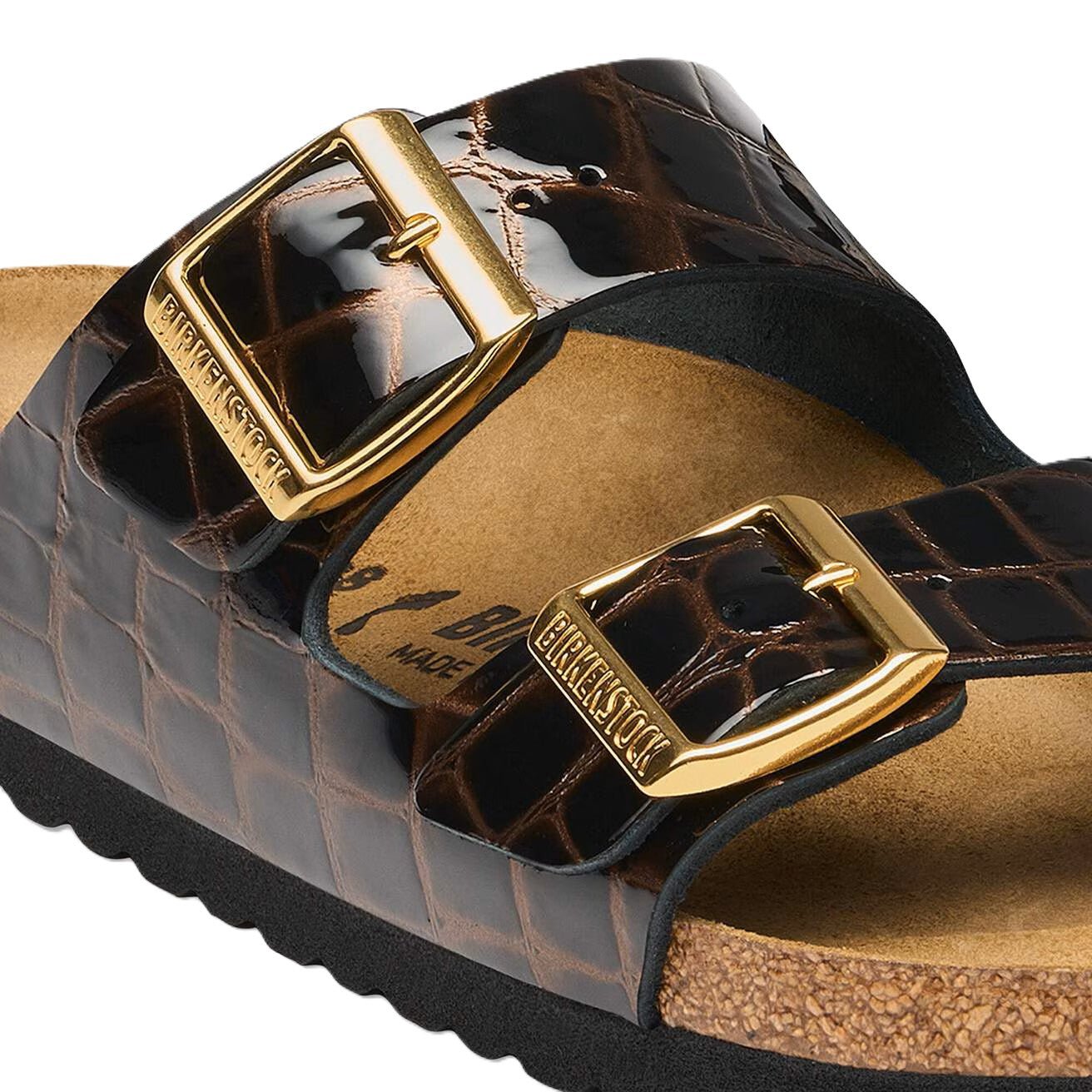 Birkenstock Arizona Sandals - Animal Print Emboss Black Leather - Grady’s Feet Essentials - Birkenstock