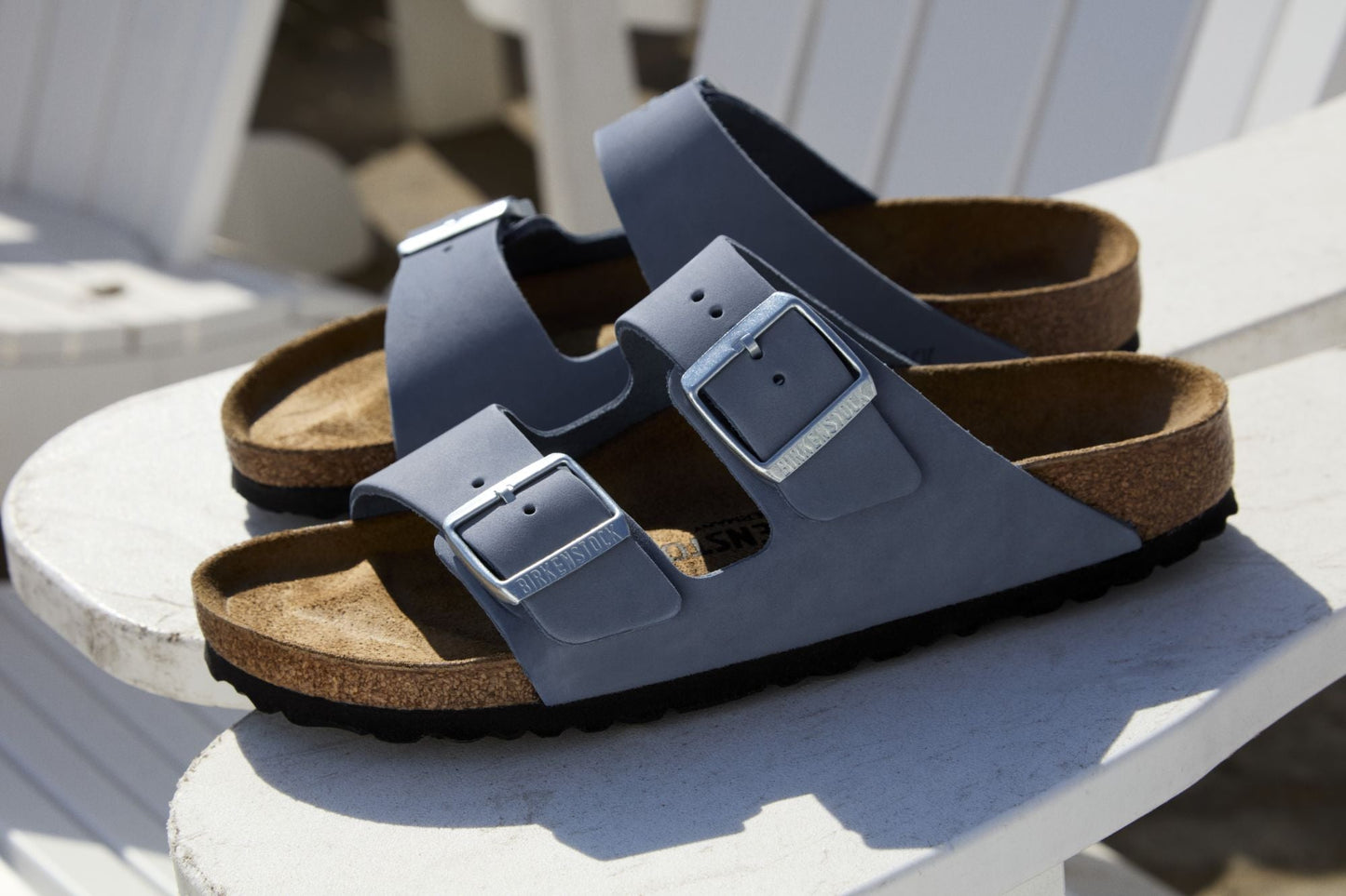 Birkenstock Arizona Sandals - Stone Blue Nubuck Leather | Comfortable Cork Footbed - Grady’s Feet Essentials - Birkenstock