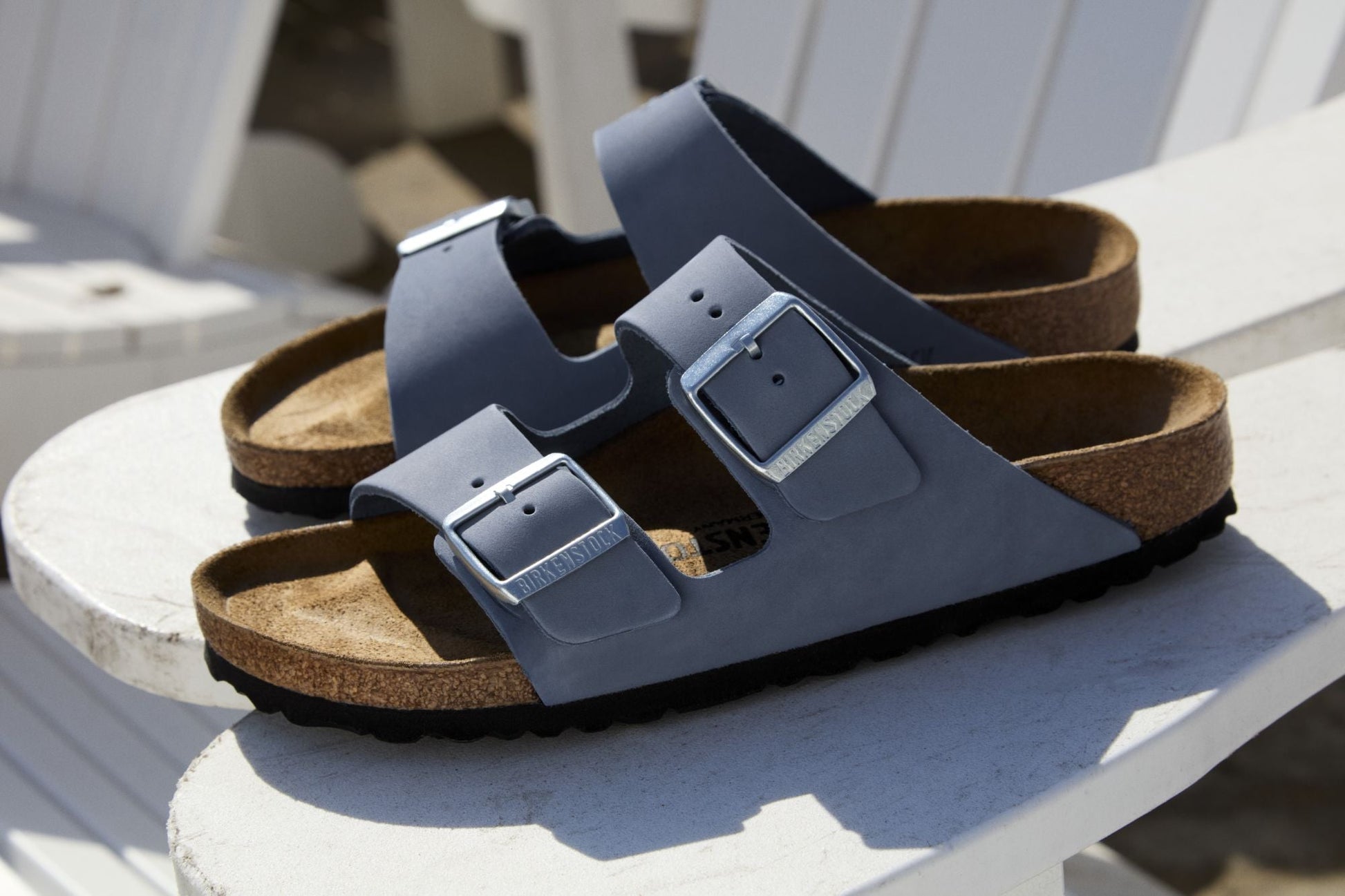 Birkenstock Arizona Sandals - Stone Blue Nubuck Leather | Comfortable Cork Footbed - Grady’s Feet Essentials - Birkenstock