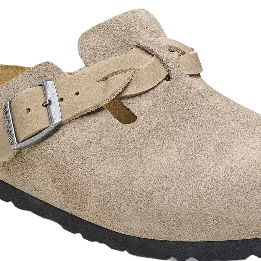Birkenstock Boston Braided Clog - Taupe Suede | Comfortable Cork Footbed - Grady’s Feet Essentials - Birkenstock