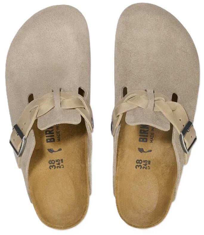 Birkenstock Boston Braided Clog - Taupe Suede | Comfortable Cork Footbed - Grady’s Feet Essentials - Birkenstock