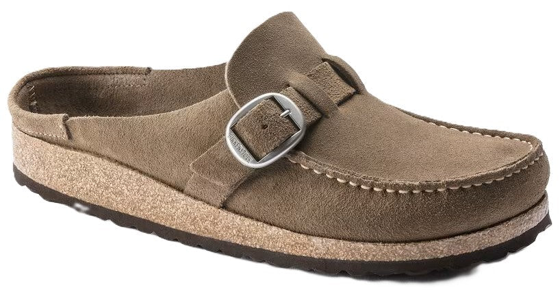 Birkenstock Buckley Clog - Gray Taupe Suede Leather | Comfortable Cork Footbed - Grady’s Feet Essentials - Birkenstock