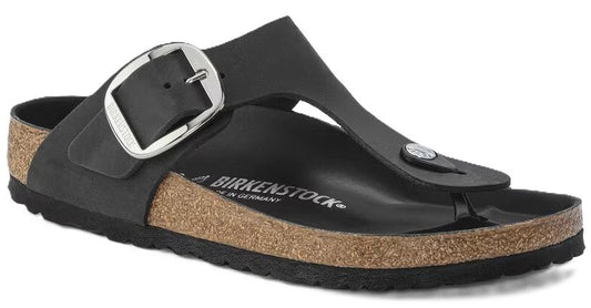 Birkenstock Gizeh Big Buckle Sandals - Black Oiled Leather | Comfortable Cork Footbed - Grady’s Feet Essentials - Birkenstock