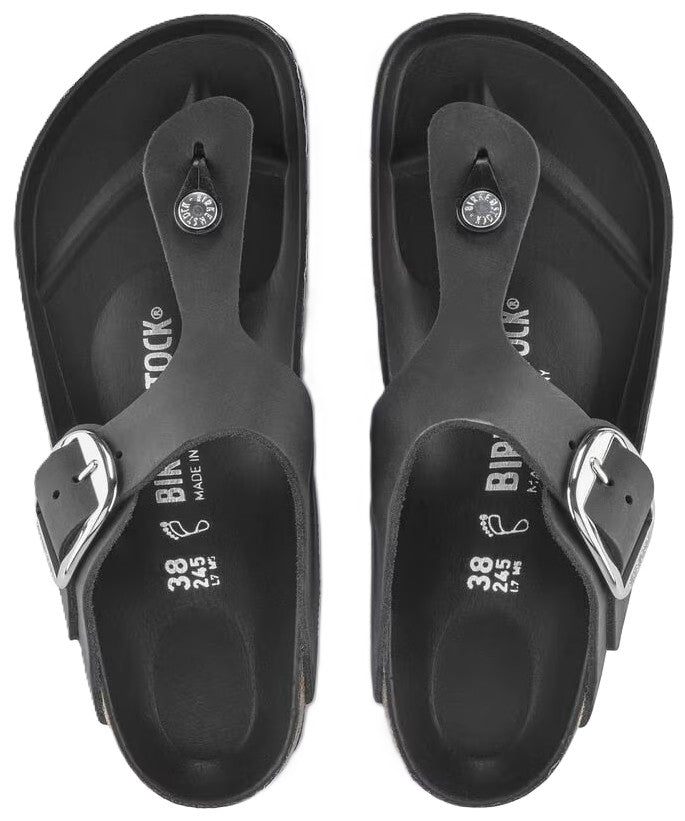 Birkenstock Gizeh Big Buckle Sandals - Black Oiled Leather | Comfortable Cork Footbed - Grady’s Feet Essentials - Birkenstock
