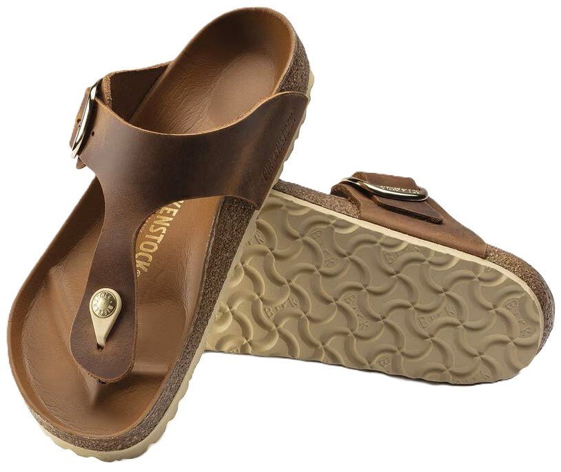 Birkenstock Gizeh Big Buckle Sandals - Cognac Oiled Leather | Comfortable Cork Footbed - Grady’s Feet Essentials - Birkenstock