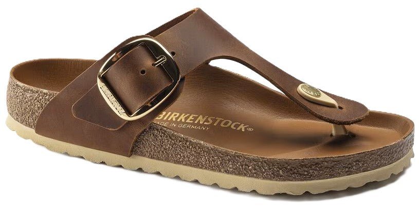 Birkenstock Gizeh Big Buckle Sandals - Cognac Oiled Leather | Comfortable Cork Footbed - Grady’s Feet Essentials - Birkenstock