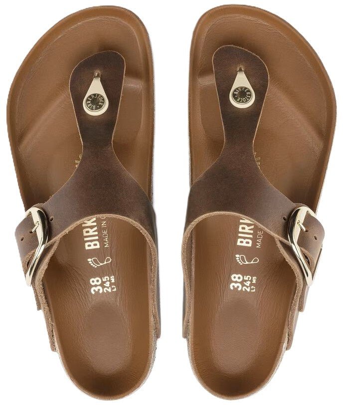Birkenstock Gizeh Big Buckle Sandals - Cognac Oiled Leather | Comfortable Cork Footbed - Grady’s Feet Essentials - Birkenstock