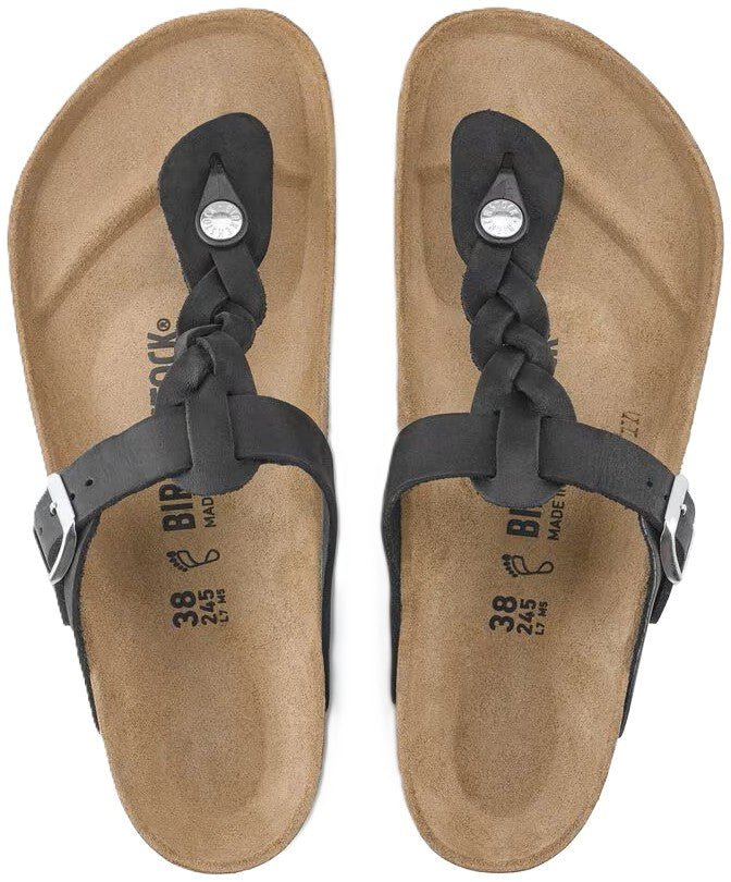 Birkenstock Gizeh Braided Sandals - Black Oiled Leather | Comfortable Cork Footbed - Grady’s Feet Essentials - Birkenstock