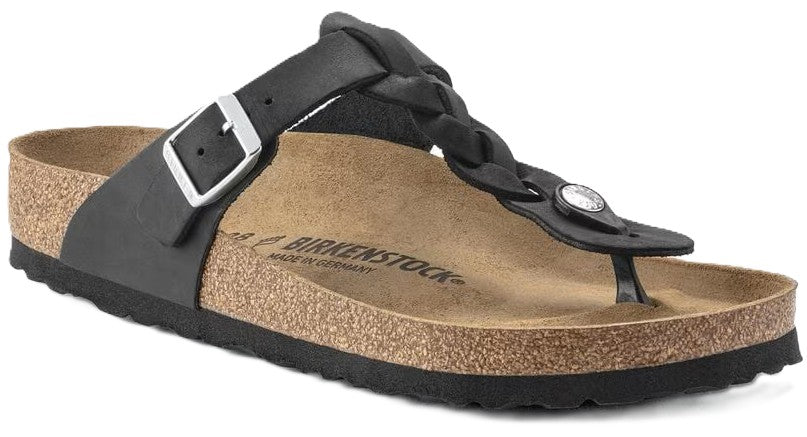 Birkenstock Gizeh Braided Sandals - Black Oiled Leather | Comfortable Cork Footbed - Grady’s Feet Essentials - Birkenstock