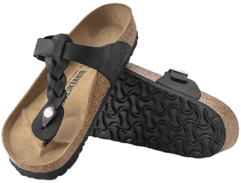 Birkenstock Gizeh Braided Sandals - Black Oiled Leather | Comfortable Cork Footbed - Grady’s Feet Essentials - Birkenstock