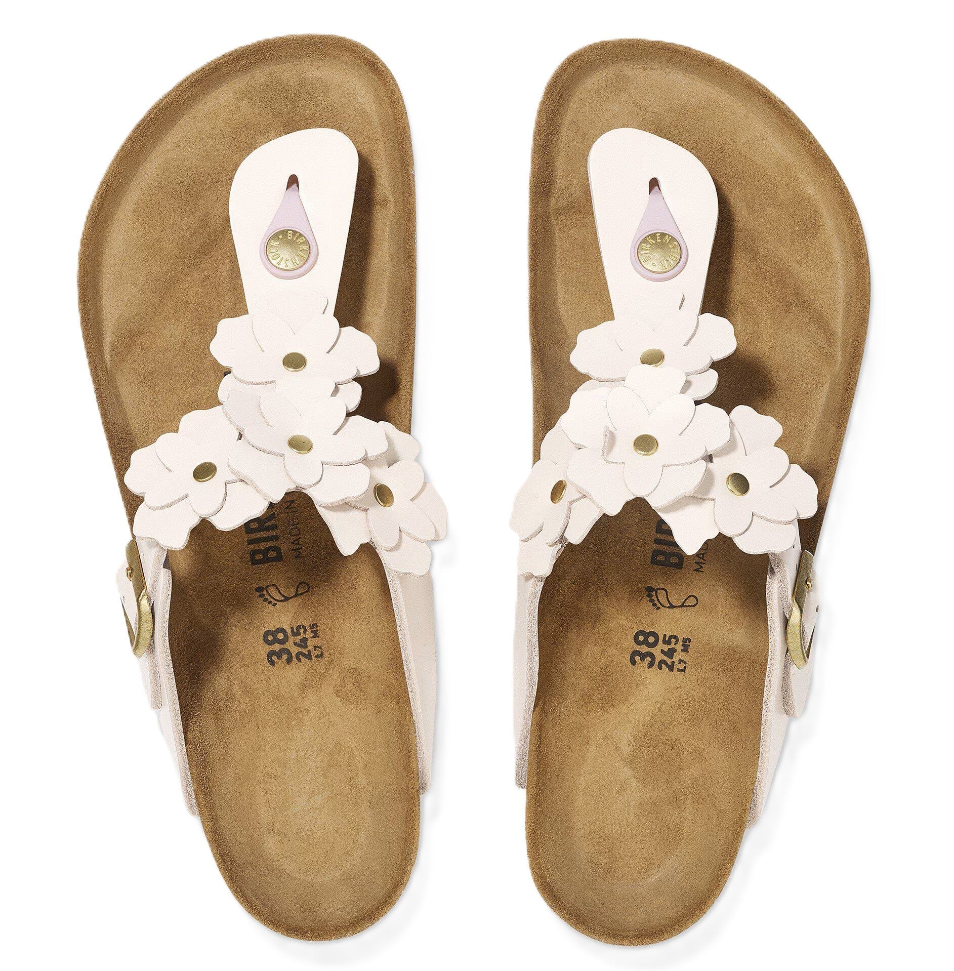 Birkenstock Gizeh Flower Sandals - Light Rose Leather | Comfortable Cork Footbed - Grady’s Feet Essentials - Birkenstock