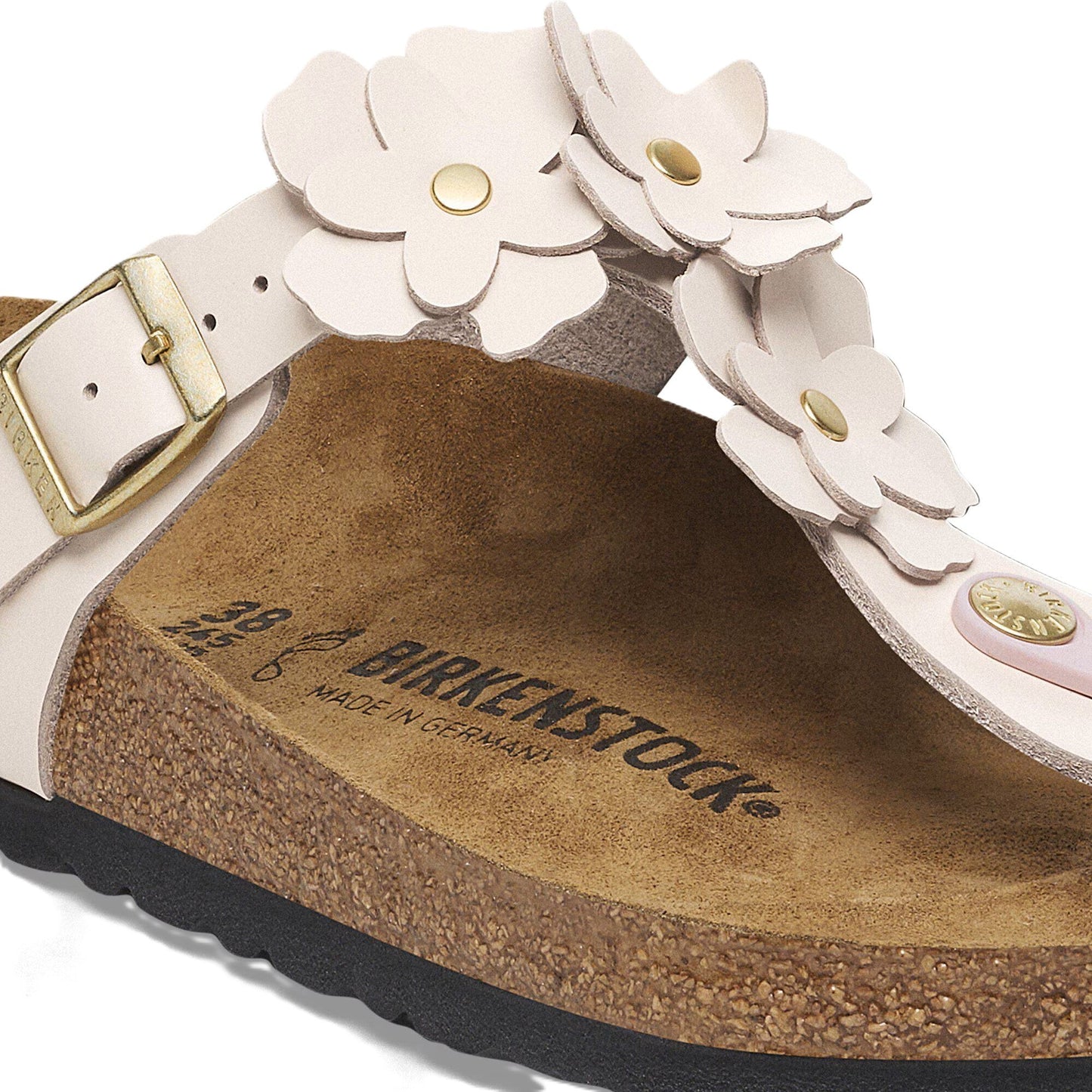 Birkenstock Gizeh Flower Sandals - Light Rose Leather | Comfortable Cork Footbed - Grady’s Feet Essentials - Birkenstock