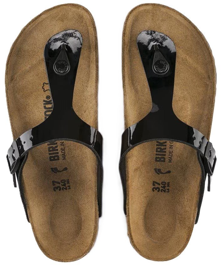 Birkenstock Gizeh Sandal - Black Patent Birko - Flor | Comfortable Cork Footbed - Grady’s Feet Essentials - Birkenstock