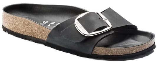 Birkenstock Madrid Big Buckle Sandals - Black Oiled Leather | Comfortable Cork Footbed - Grady’s Feet Essentials - Birkenstock