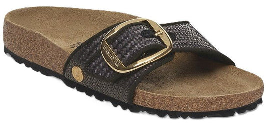 Birkenstock Madrid Big Buckle Sandals - Raffia Black Textile | Comfortable Cork Footbed - Grady’s Feet Essentials - Birkenstock